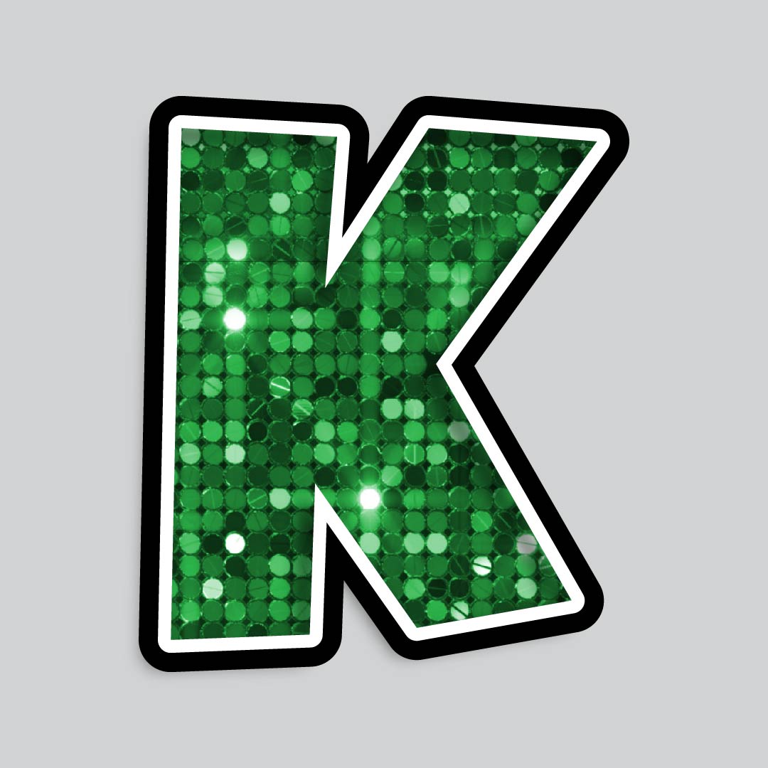 23.5” INDIVIDUAL LUCKY GUY SEQUIN GREEN SHADOW LETTERS