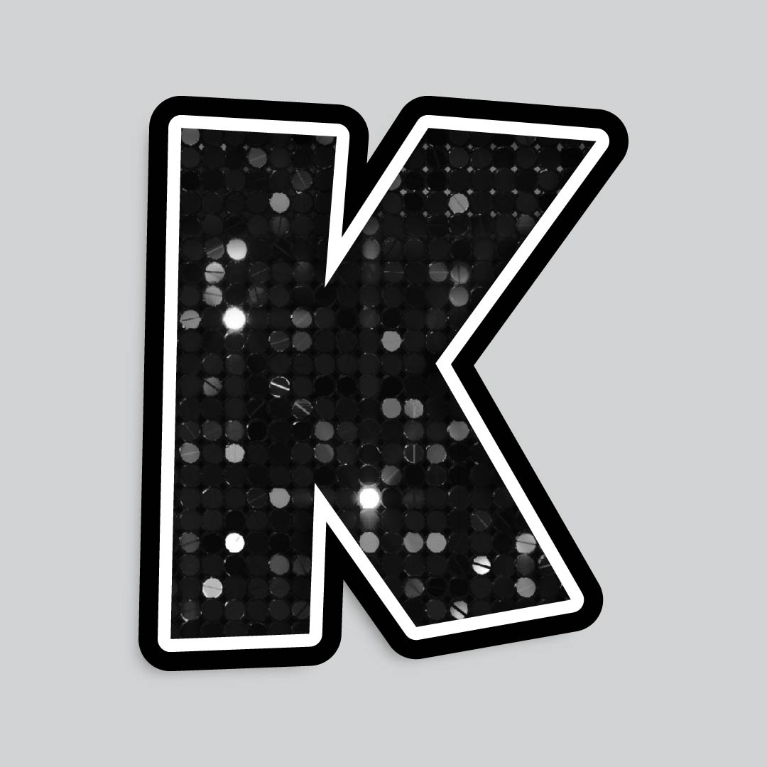 23.5” INDIVIDUAL LUCKY GUY SEQUIN BLACK SHADOW LETTERS