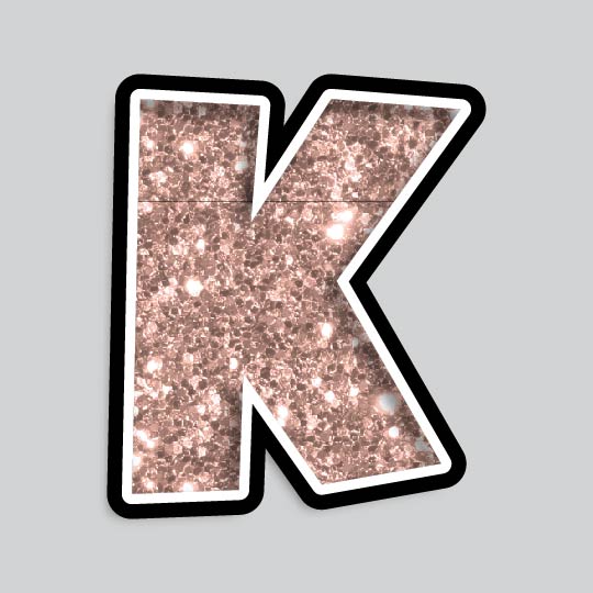 23.5” INDIVIDUAL LUCKY GUY ROSE GOLD CHUNKY GLITTER LETTERS