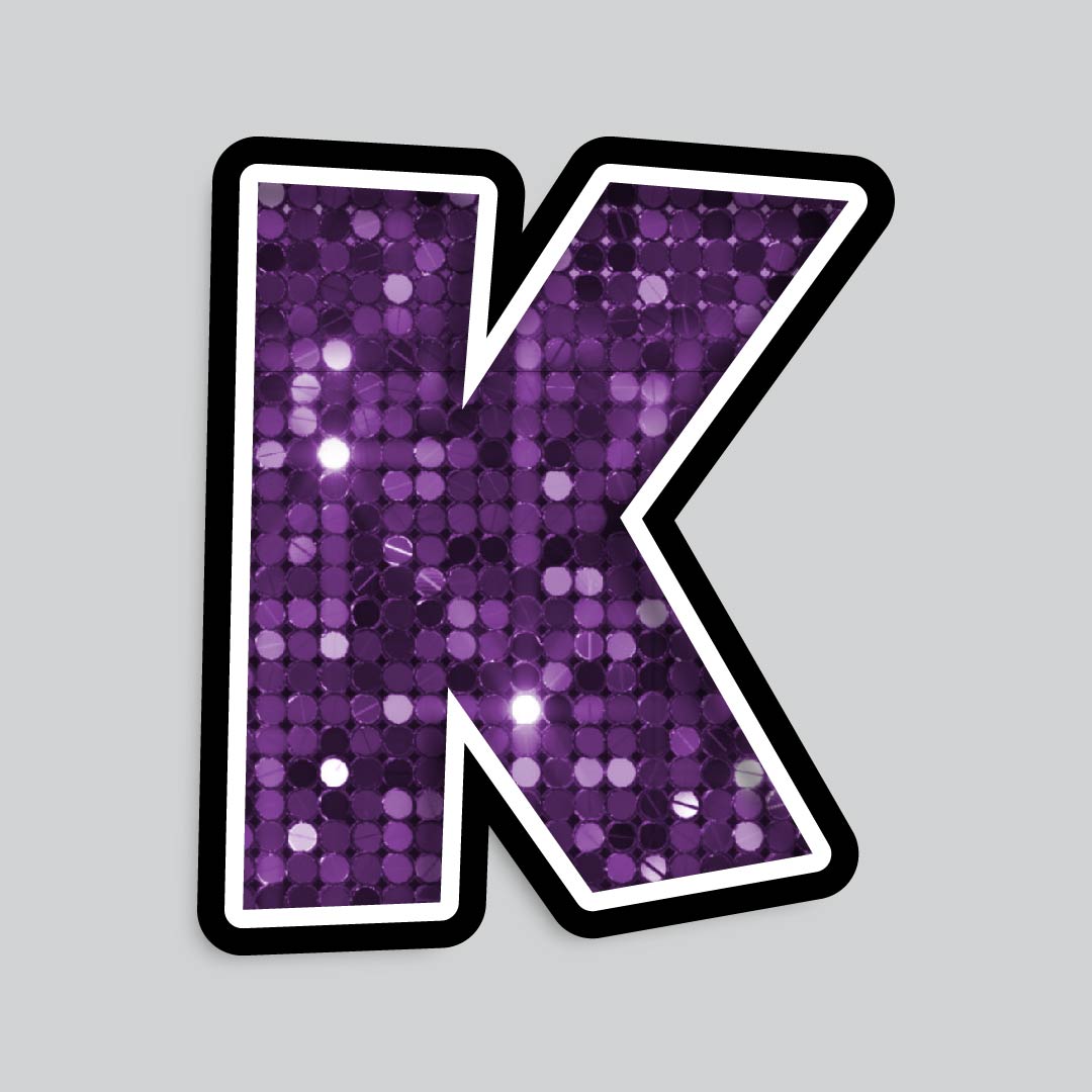 23.5” INDIVIDUAL LUCKY GUY SEQUIN PURPLE SHADOW LETTERS