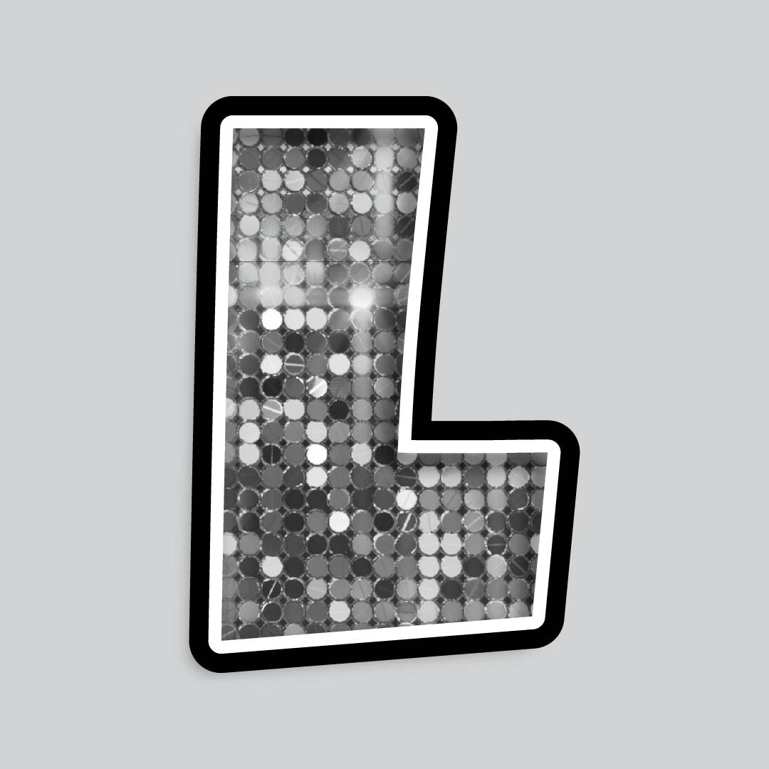 23.5” INDIVIDUAL LUCKY GUY SEQUIN SILVER SHADOW LETTERS