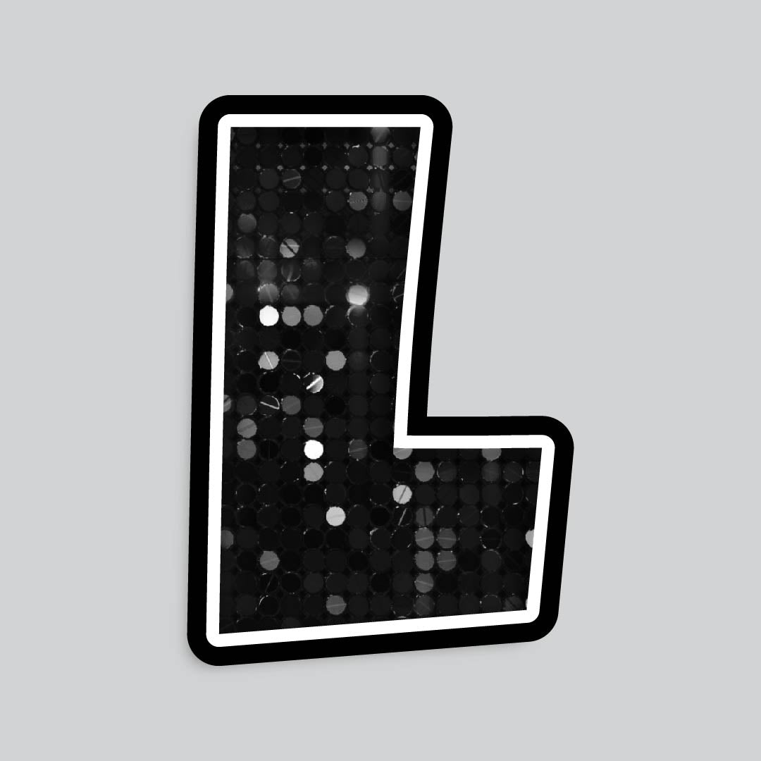 23.5” INDIVIDUAL LUCKY GUY SEQUIN BLACK SHADOW LETTERS