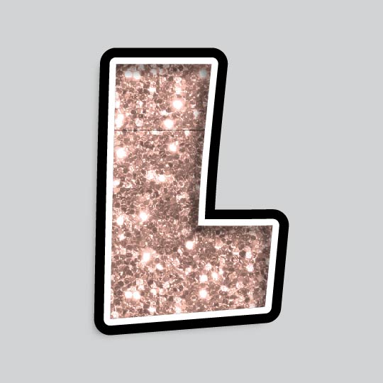 23.5” INDIVIDUAL LUCKY GUY ROSE GOLD CHUNKY GLITTER LETTERS