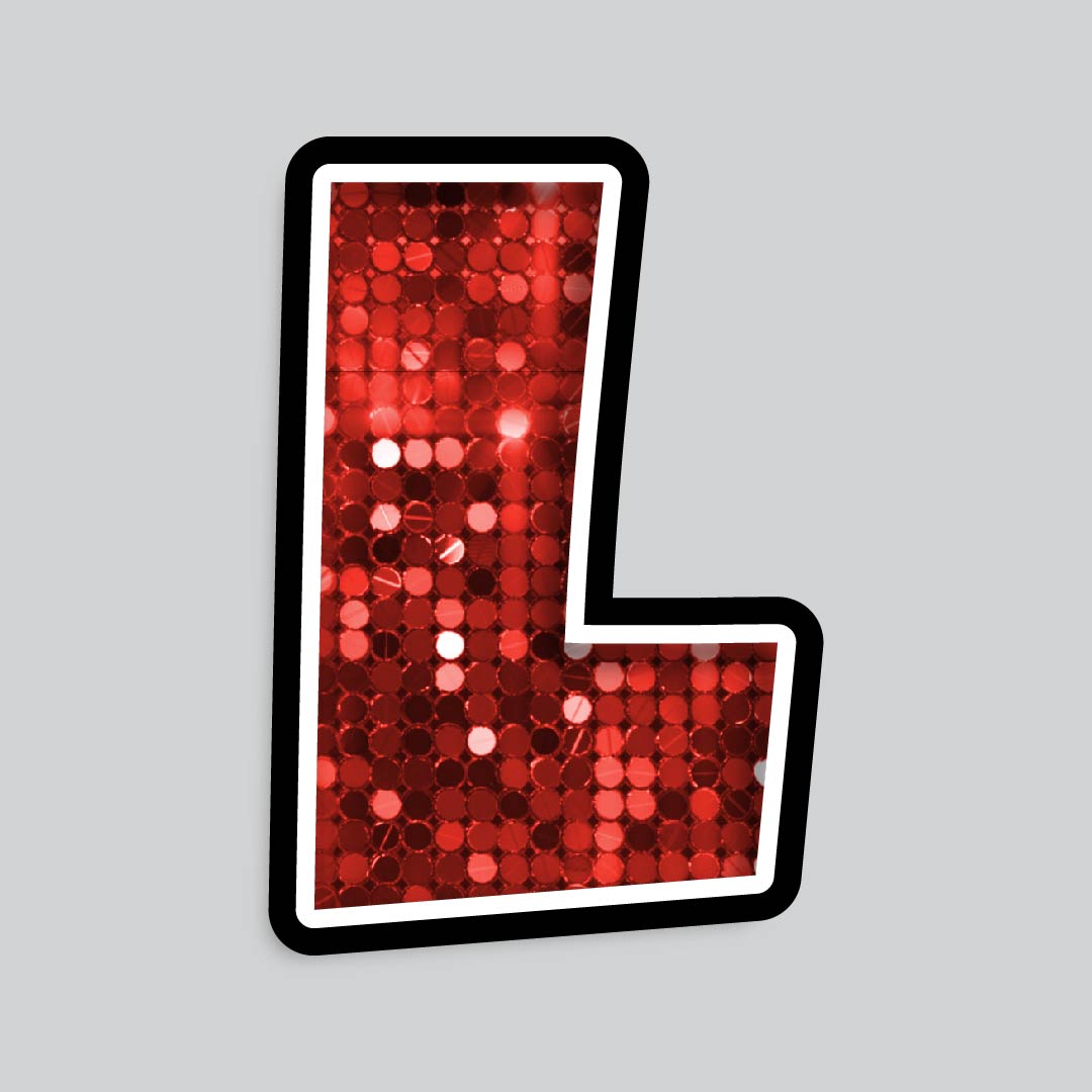 23.5” INDIVIDUAL LUCKY GUY SEQUIN RED SHADOW LETTERS