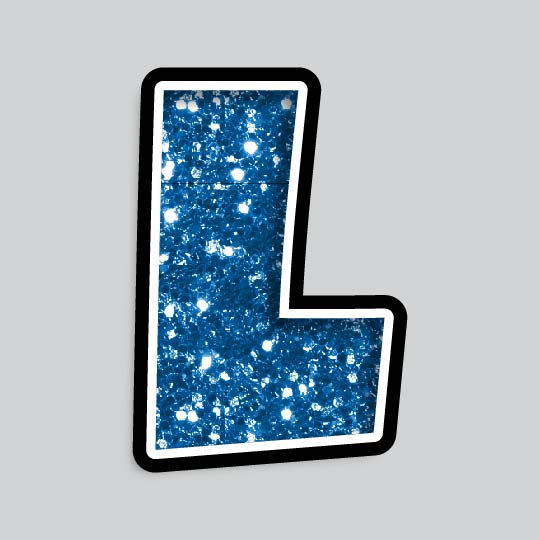 23.5” INDIVIDUAL LUCKY GUY BLUE CHUNKY GLITTER LETTERS