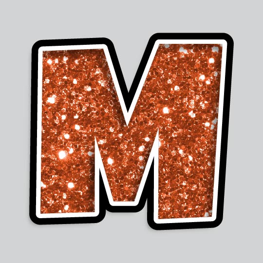 23.5” INDIVIDUAL LUCKY GUY ORANGE CHUNKY GLITTER LETTERS