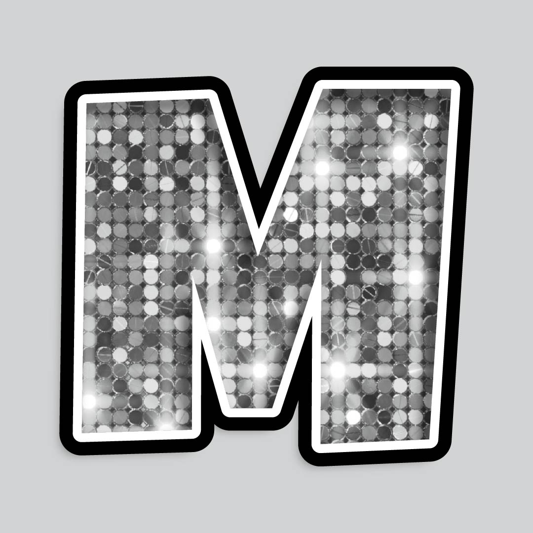 23.5” INDIVIDUAL LUCKY GUY SEQUIN SILVER SHADOW LETTERS