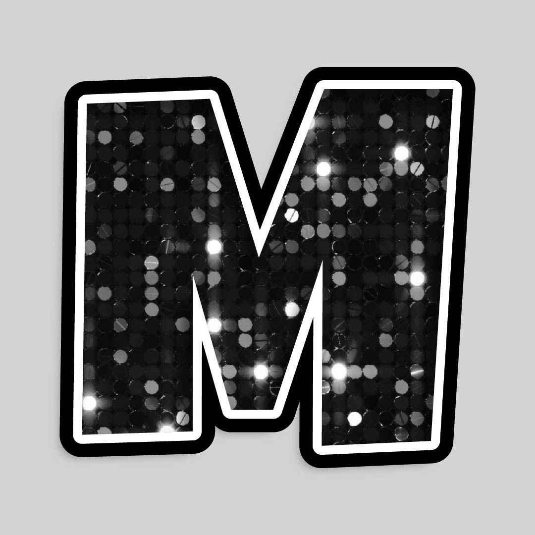 23.5” INDIVIDUAL LUCKY GUY SEQUIN BLACK SHADOW LETTERS