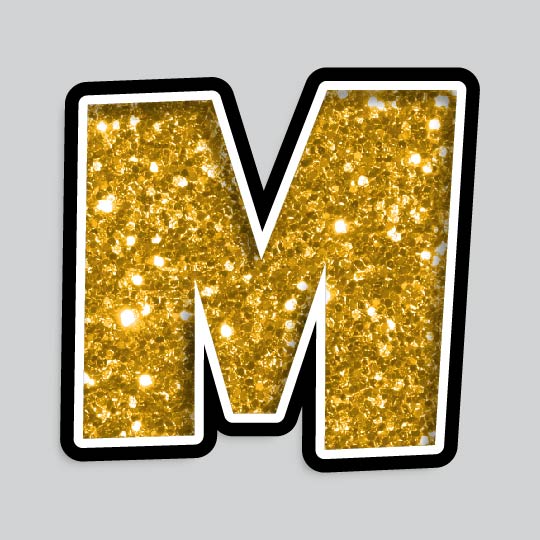 23.5” INDIVIDUAL LUCKY GUY GOLD CHUNKY GLITTER LETTERS