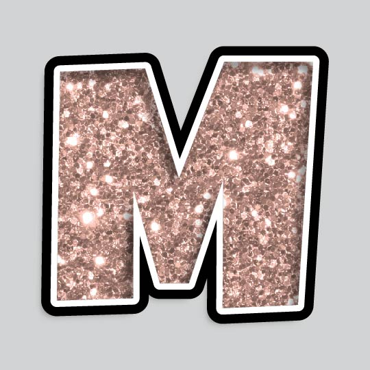 23.5” INDIVIDUAL LUCKY GUY ROSE GOLD CHUNKY GLITTER LETTERS