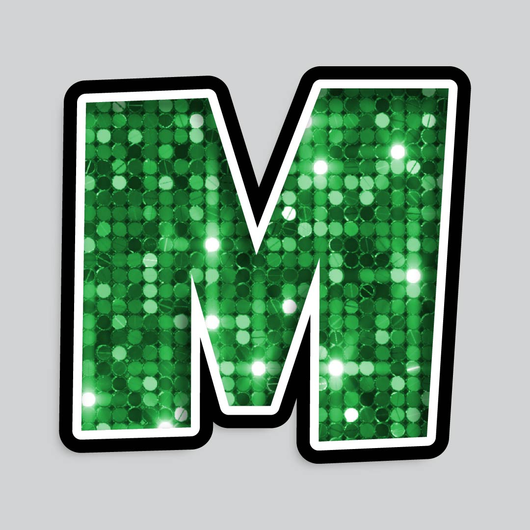 23.5” INDIVIDUAL LUCKY GUY SEQUIN GREEN SHADOW LETTERS