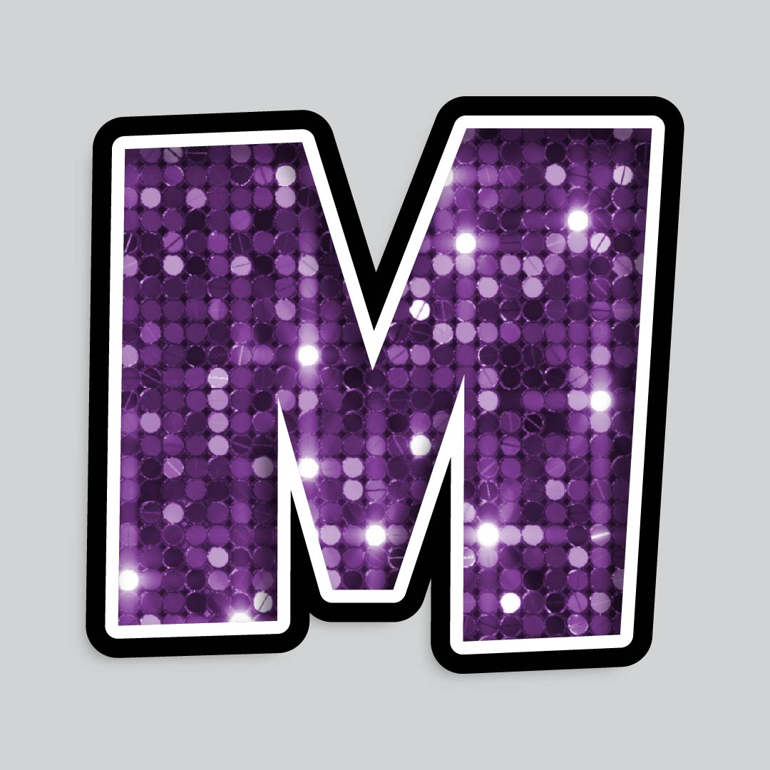 23.5” INDIVIDUAL LUCKY GUY SEQUIN PURPLE SHADOW LETTERS
