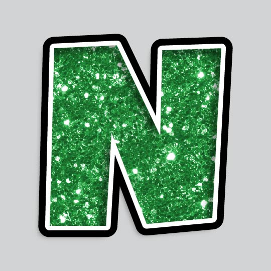 23.5” INDIVIDUAL LUCKY GUY GREEN CHUNKY GLITTER LETTERS