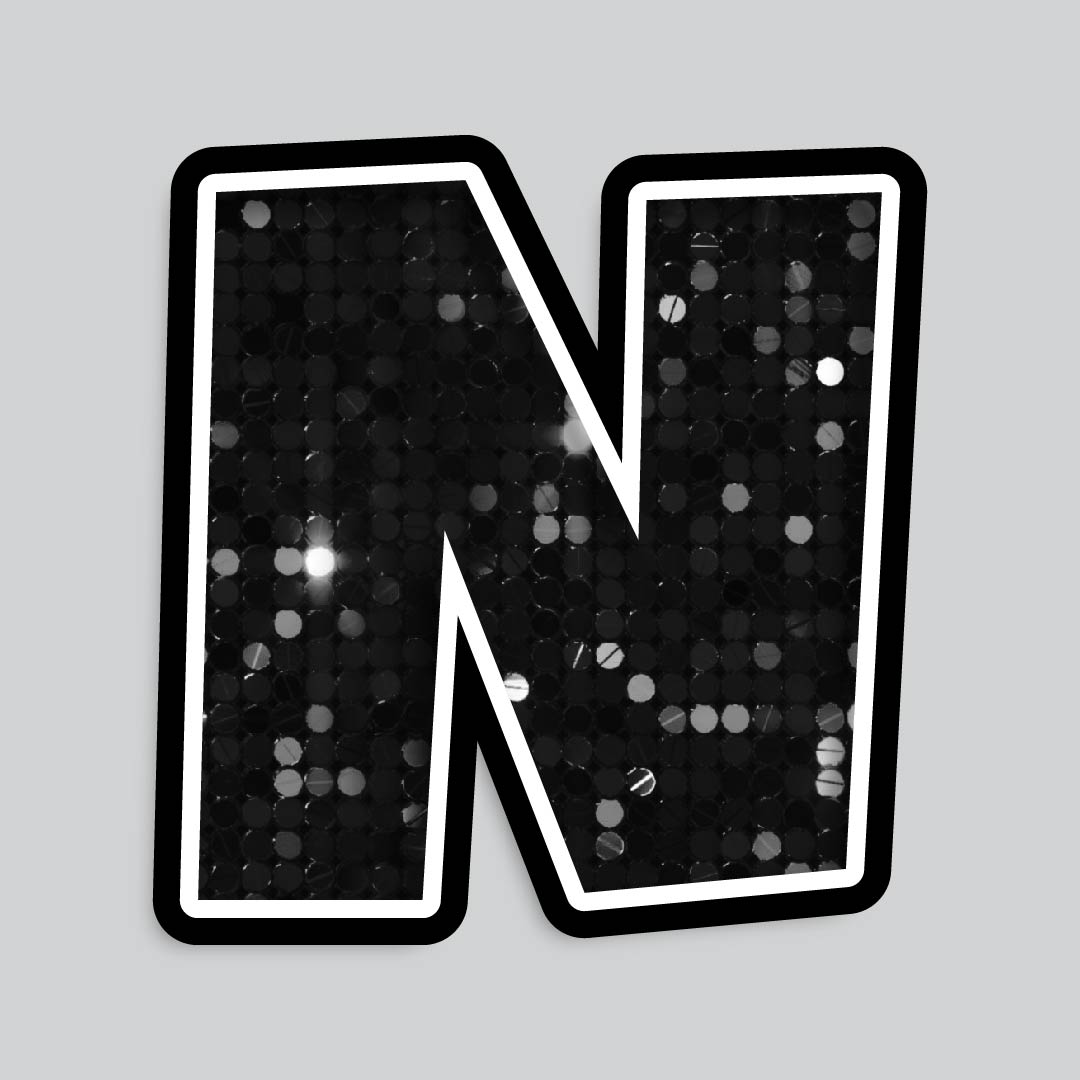23.5” INDIVIDUAL LUCKY GUY SEQUIN BLACK SHADOW LETTERS