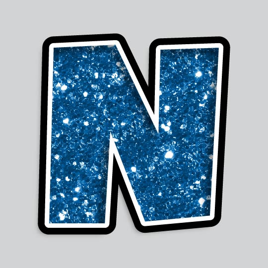 23.5” INDIVIDUAL LUCKY GUY BLUE CHUNKY GLITTER LETTERS