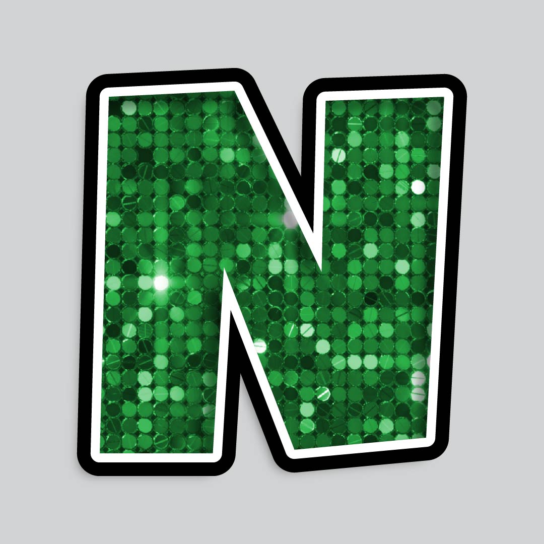23.5” INDIVIDUAL LUCKY GUY SEQUIN GREEN SHADOW LETTERS