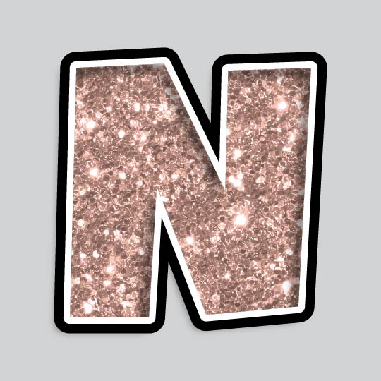23.5” INDIVIDUAL LUCKY GUY ROSE GOLD CHUNKY GLITTER LETTERS