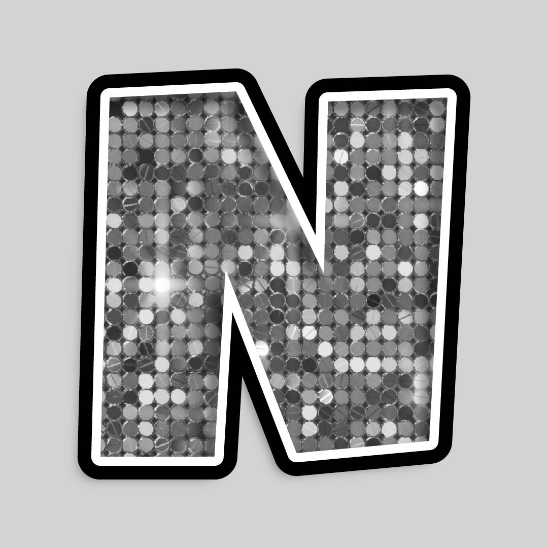 23.5” INDIVIDUAL LUCKY GUY SEQUIN SILVER SHADOW LETTERS