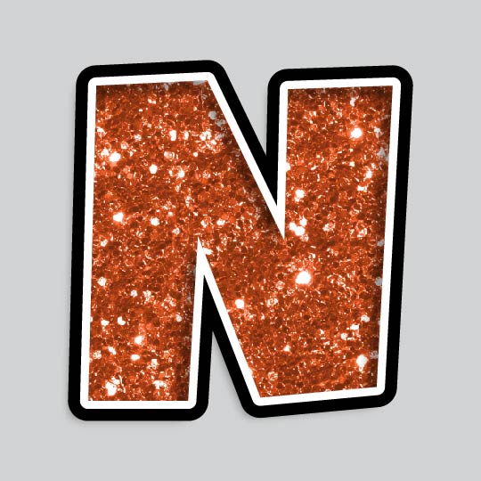 23.5” INDIVIDUAL LUCKY GUY ORANGE CHUNKY GLITTER LETTERS