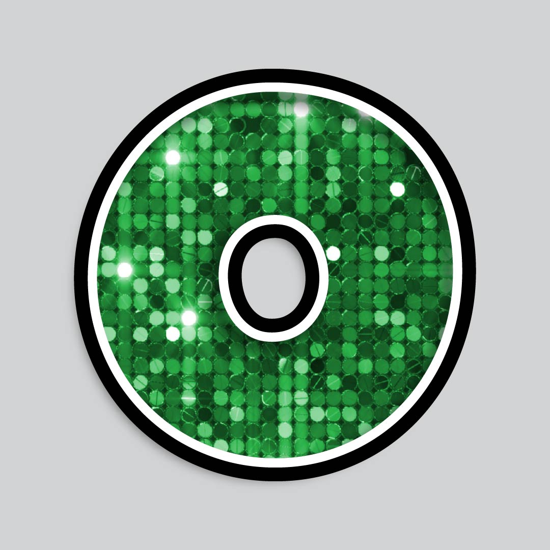 23.5” INDIVIDUAL LUCKY GUY SEQUIN GREEN SHADOW LETTERS