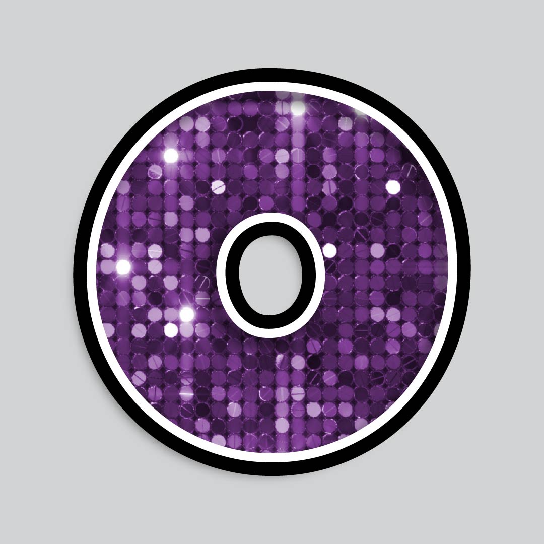 23.5” INDIVIDUAL LUCKY GUY SEQUIN PURPLE SHADOW LETTERS