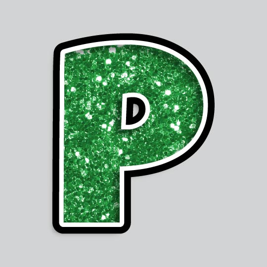 23.5” INDIVIDUAL LUCKY GUY GREEN CHUNKY GLITTER LETTERS