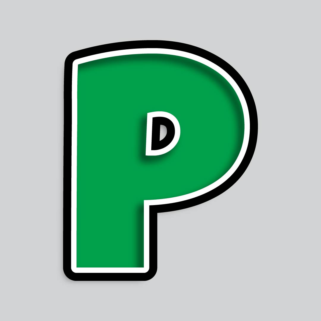 23.5” INDIVIDUAL LUCKY GUY GREEN SHADOW LETTERS