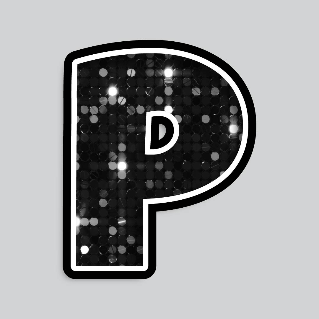 23.5” INDIVIDUAL LUCKY GUY SEQUIN BLACK SHADOW LETTERS