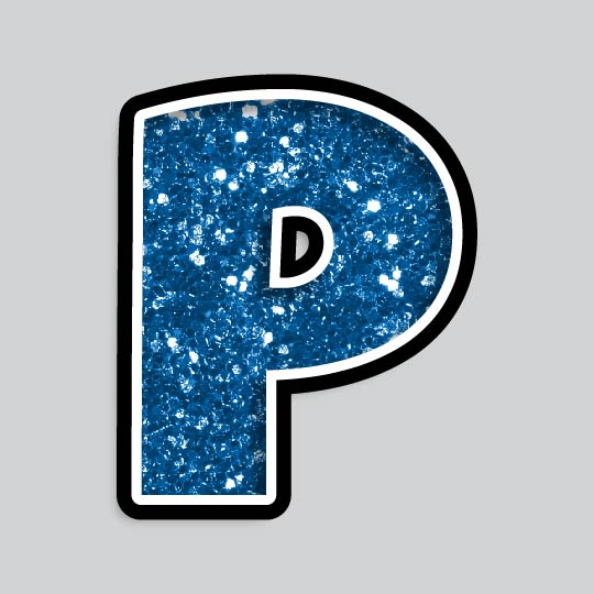 23.5” INDIVIDUAL LUCKY GUY BLUE CHUNKY GLITTER LETTERS