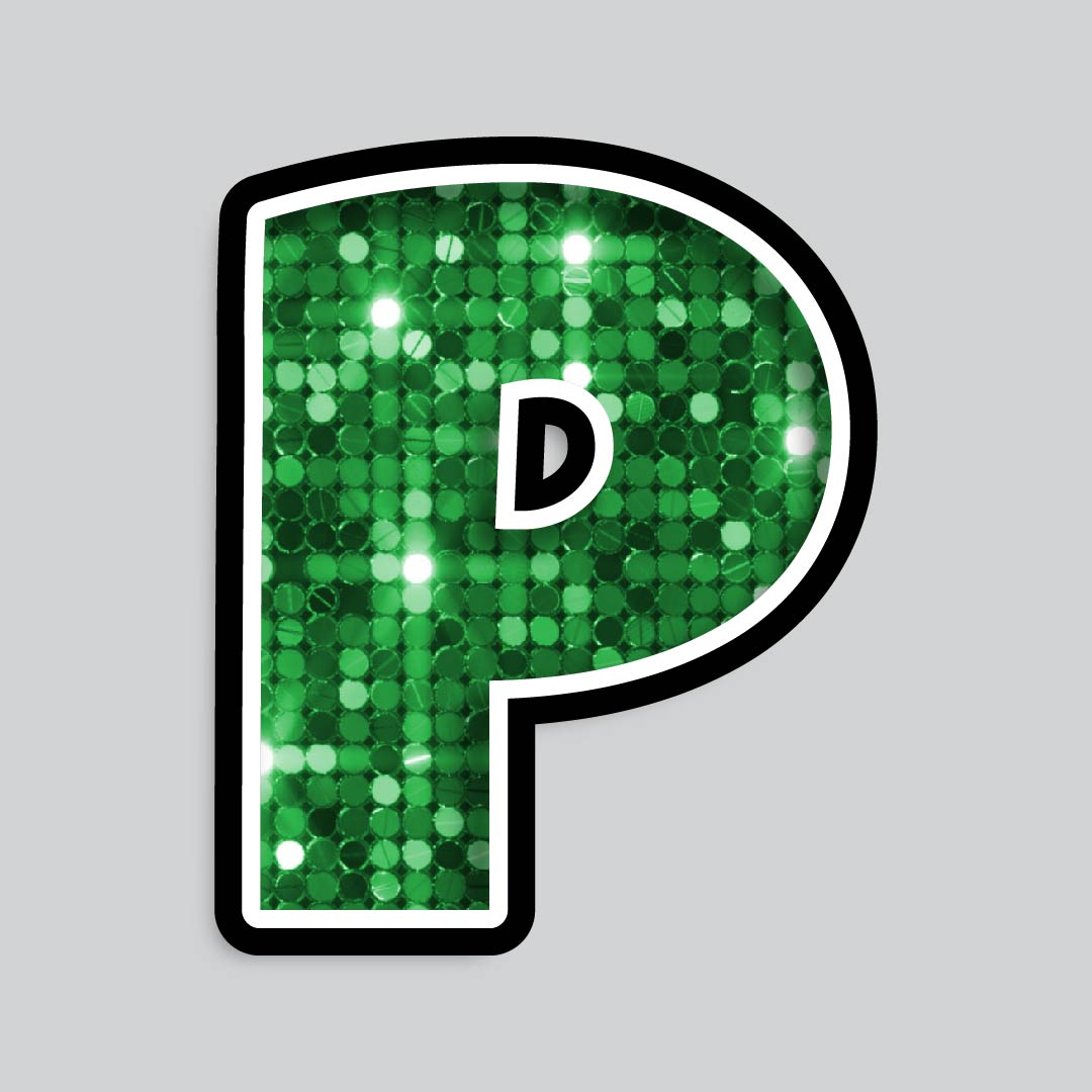 23.5” INDIVIDUAL LUCKY GUY SEQUIN GREEN SHADOW LETTERS