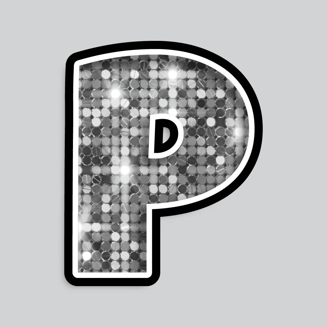 23.5” INDIVIDUAL LUCKY GUY SEQUIN SILVER SHADOW LETTERS