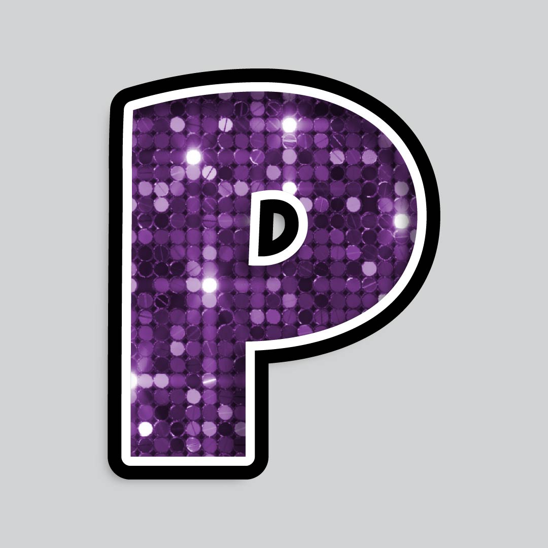 23.5” INDIVIDUAL LUCKY GUY SEQUIN PURPLE SHADOW LETTERS