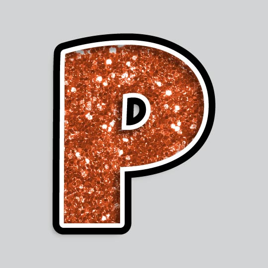 23.5” INDIVIDUAL LUCKY GUY ORANGE CHUNKY GLITTER LETTERS