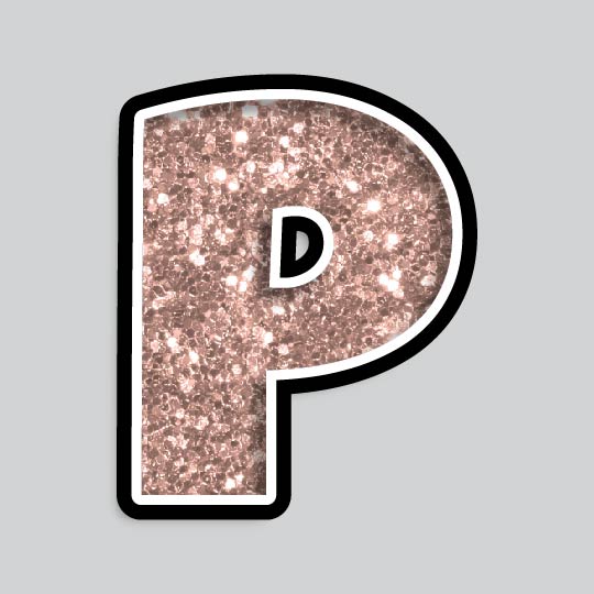 23.5” INDIVIDUAL LUCKY GUY ROSE GOLD CHUNKY GLITTER LETTERS