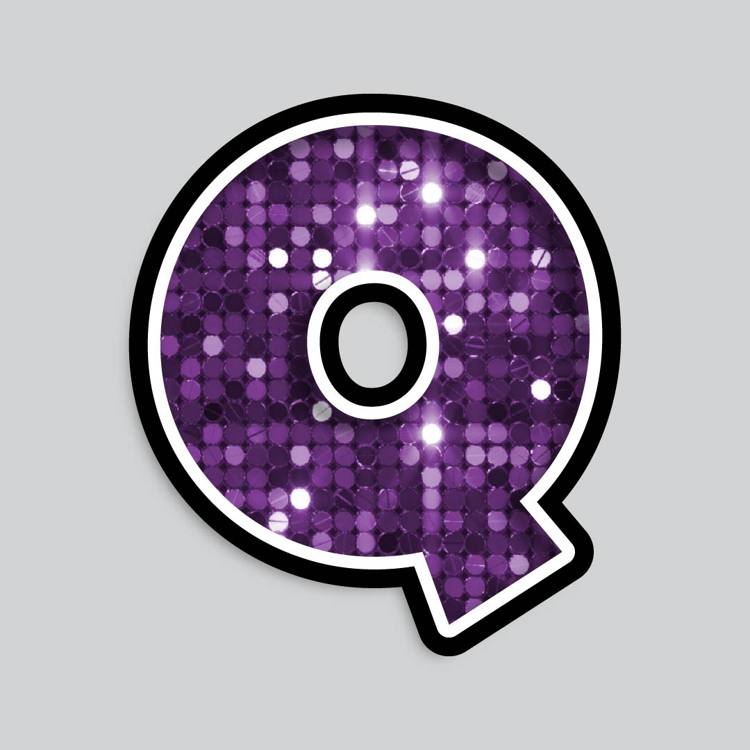23.5” INDIVIDUAL LUCKY GUY SEQUIN PURPLE SHADOW LETTERS