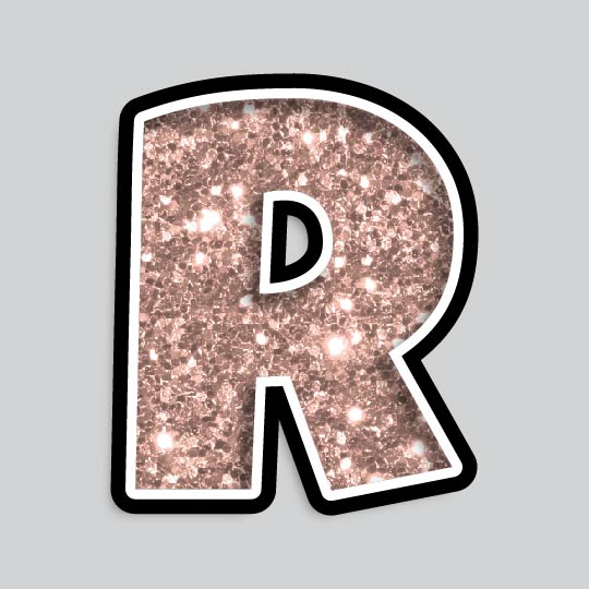 23.5” INDIVIDUAL LUCKY GUY ROSE GOLD CHUNKY GLITTER LETTERS