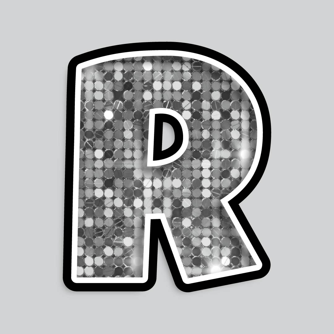 23.5” INDIVIDUAL LUCKY GUY SEQUIN SILVER SHADOW LETTERS