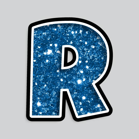 23.5” INDIVIDUAL LUCKY GUY BLUE CHUNKY GLITTER LETTERS