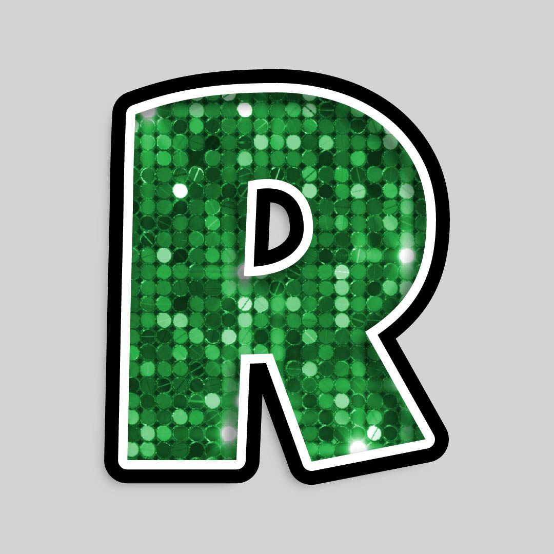 23.5” INDIVIDUAL LUCKY GUY SEQUIN GREEN SHADOW LETTERS