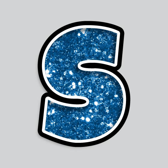 23.5” INDIVIDUAL LUCKY GUY BLUE CHUNKY GLITTER LETTERS