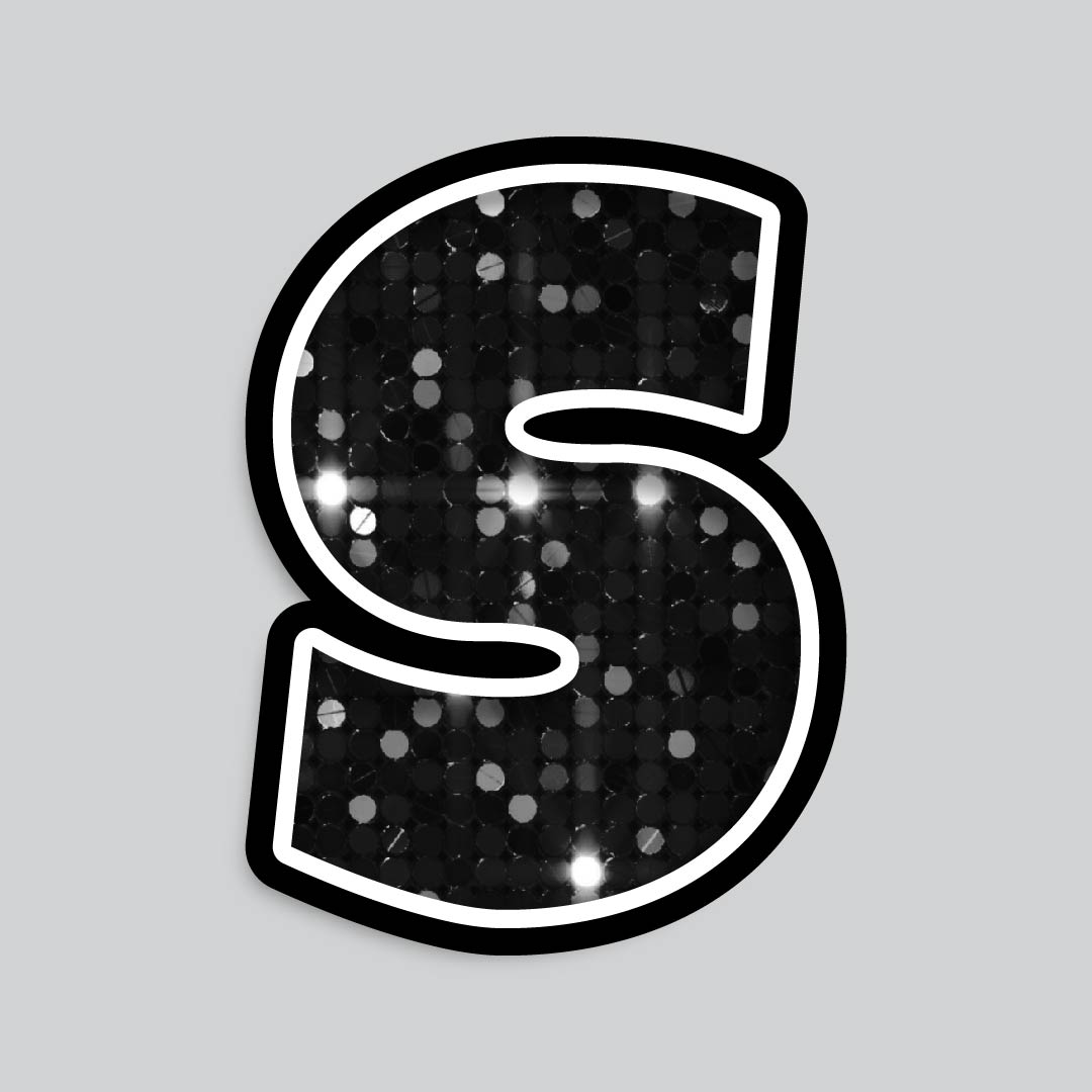 23.5” INDIVIDUAL LUCKY GUY SEQUIN BLACK SHADOW LETTERS