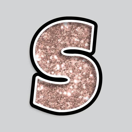 23.5” INDIVIDUAL LUCKY GUY ROSE GOLD CHUNKY GLITTER LETTERS