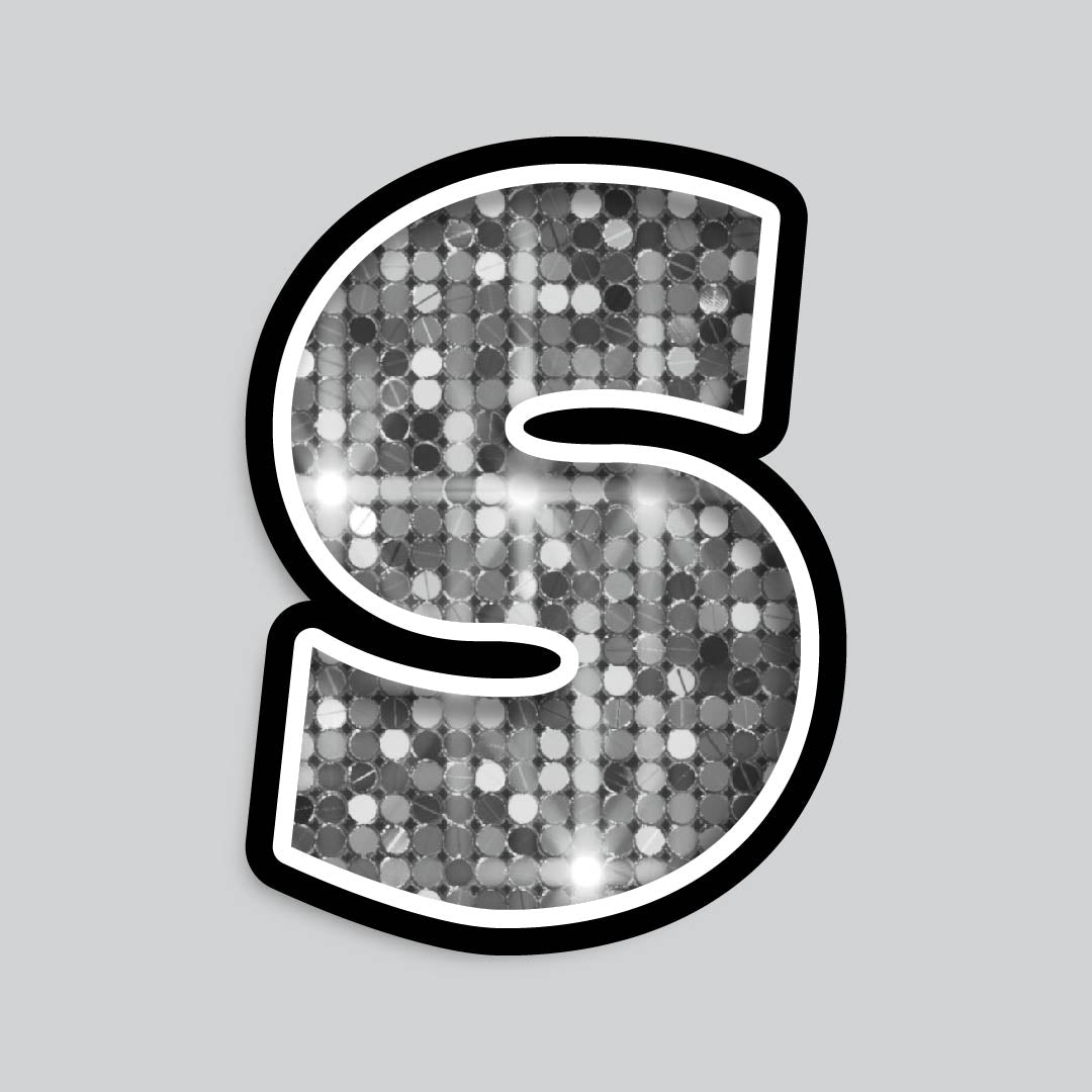 23.5” INDIVIDUAL LUCKY GUY SEQUIN SILVER SHADOW LETTERS