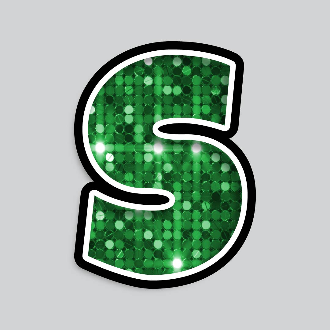 23.5” INDIVIDUAL LUCKY GUY SEQUIN GREEN SHADOW LETTERS
