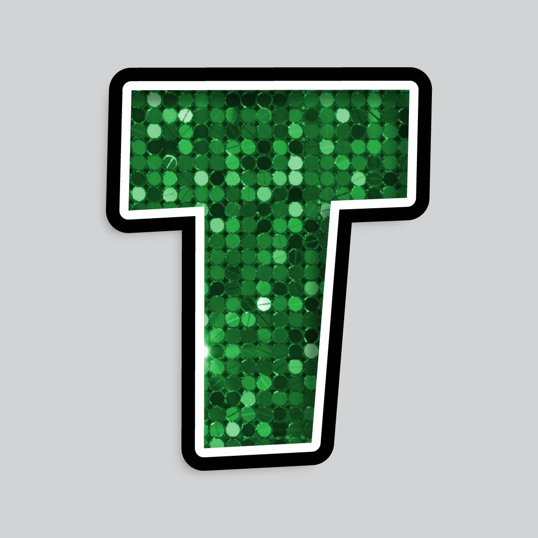 23.5” INDIVIDUAL LUCKY GUY SEQUIN GREEN SHADOW LETTERS