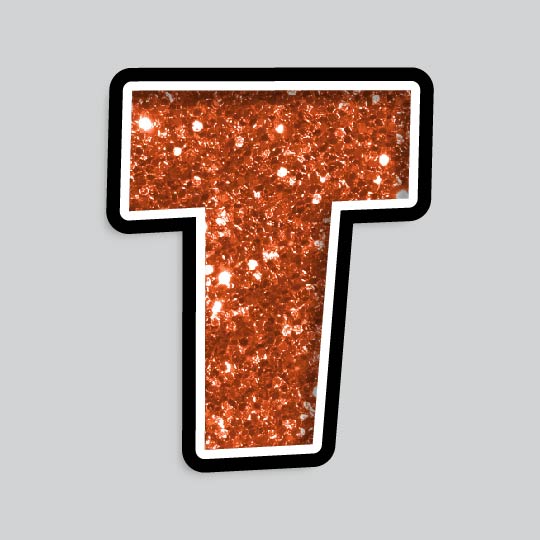 23.5” INDIVIDUAL LUCKY GUY ORANGE CHUNKY GLITTER LETTERS