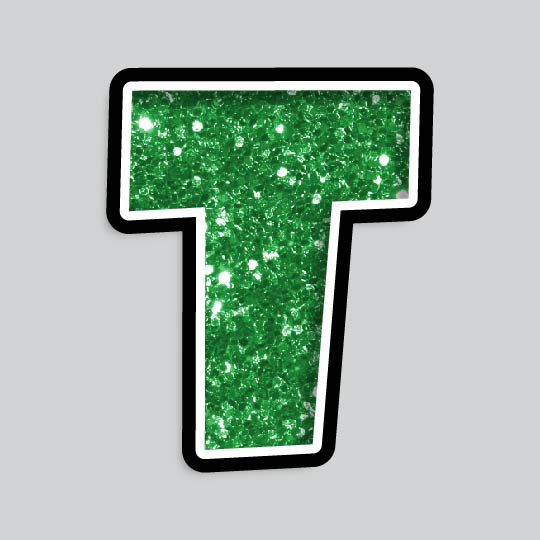 23.5” INDIVIDUAL LUCKY GUY GREEN CHUNKY GLITTER LETTERS