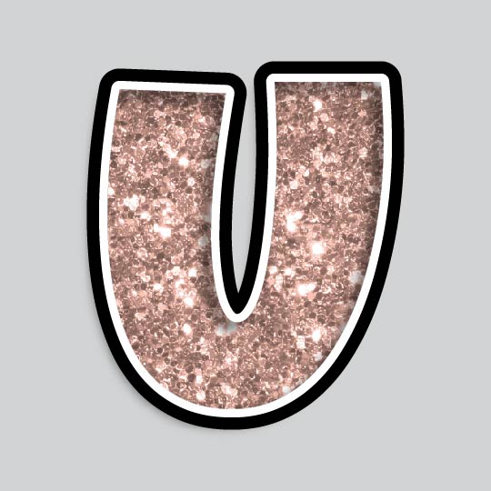 23.5” INDIVIDUAL LUCKY GUY ROSE GOLD CHUNKY GLITTER LETTERS