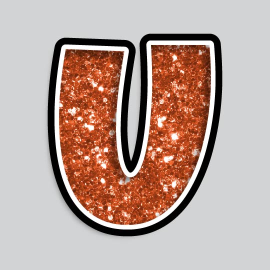 23.5” INDIVIDUAL LUCKY GUY ORANGE CHUNKY GLITTER LETTERS