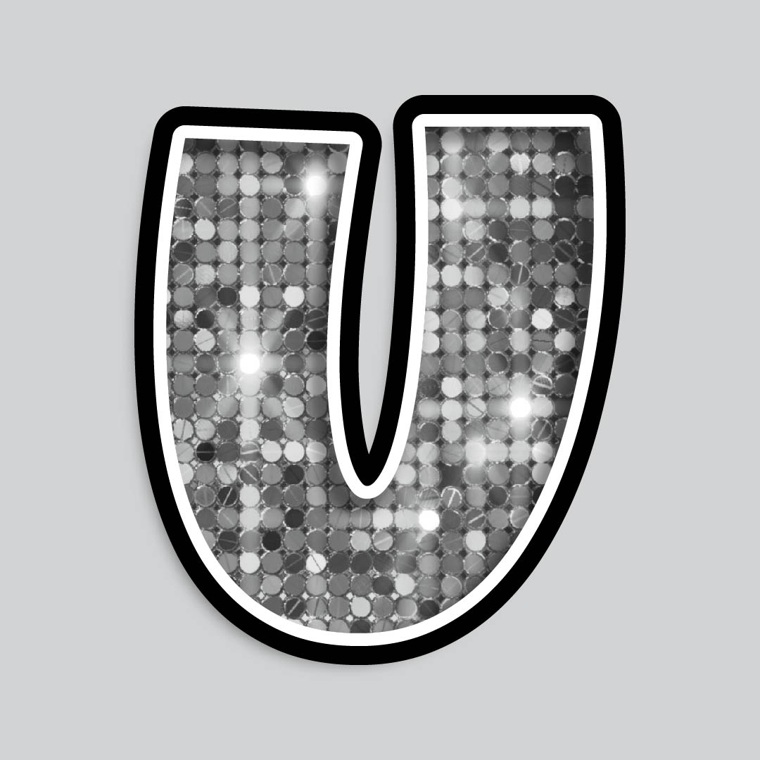 23.5” INDIVIDUAL LUCKY GUY SEQUIN SILVER SHADOW LETTERS